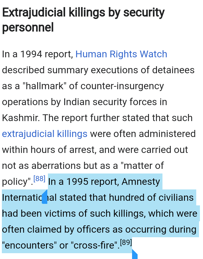 11) Amnesty India has once claimed in its report that Indian Army is the violator of Human Rights in Kashmir, thereby giving full support to Pakistan's claim over it, which the Indian army has refused at once.