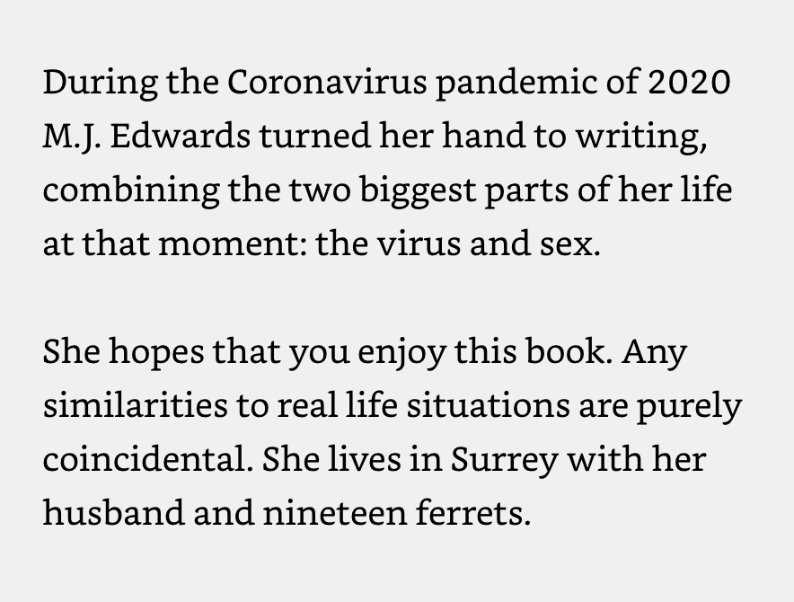 And it's done. I hope y'all enjoyed, because this was the hardest thing I've had to read all year, and I work in media. I leave you with the author profile. Fin.