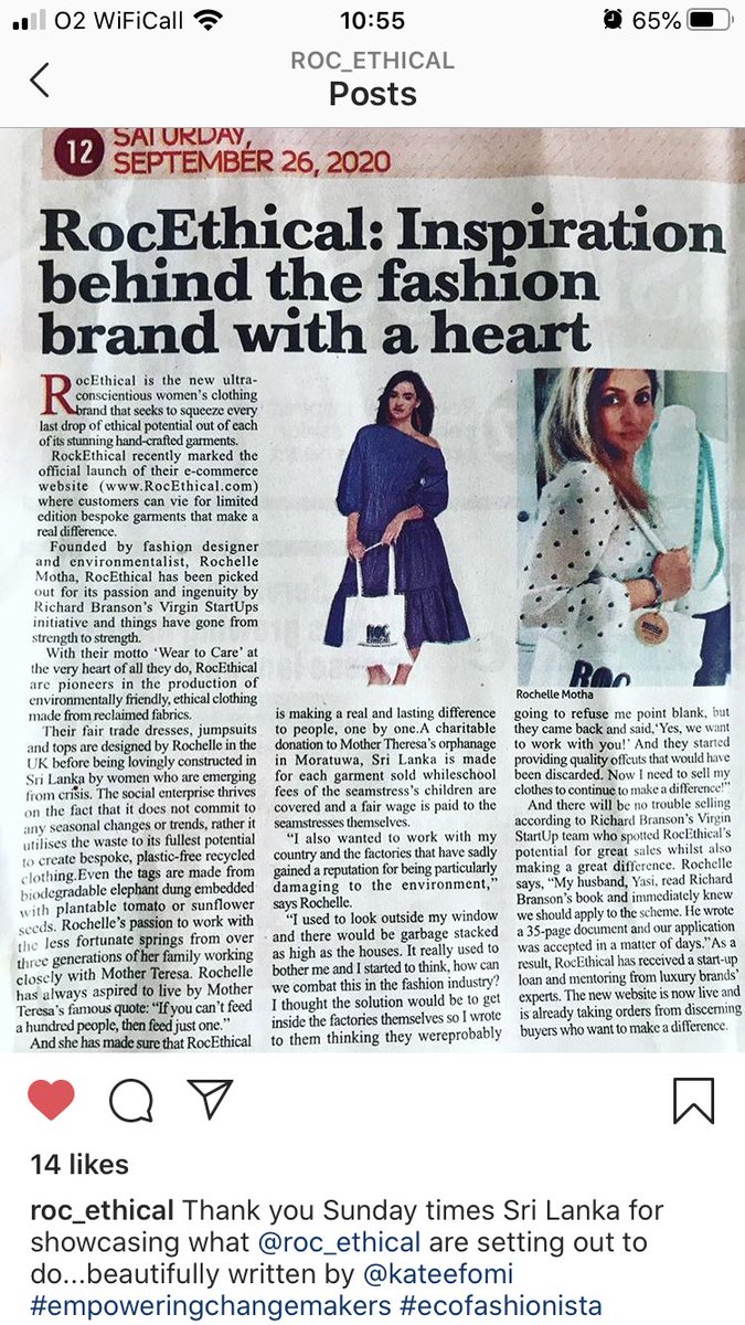 It’s not every day you see your writing in the Sri Lanka Sunday Times! Congratulations to <a href="/Rocethical/">RocEthical</a> for this piece about their amazing work (and, frankly, gorgeous clothes)!