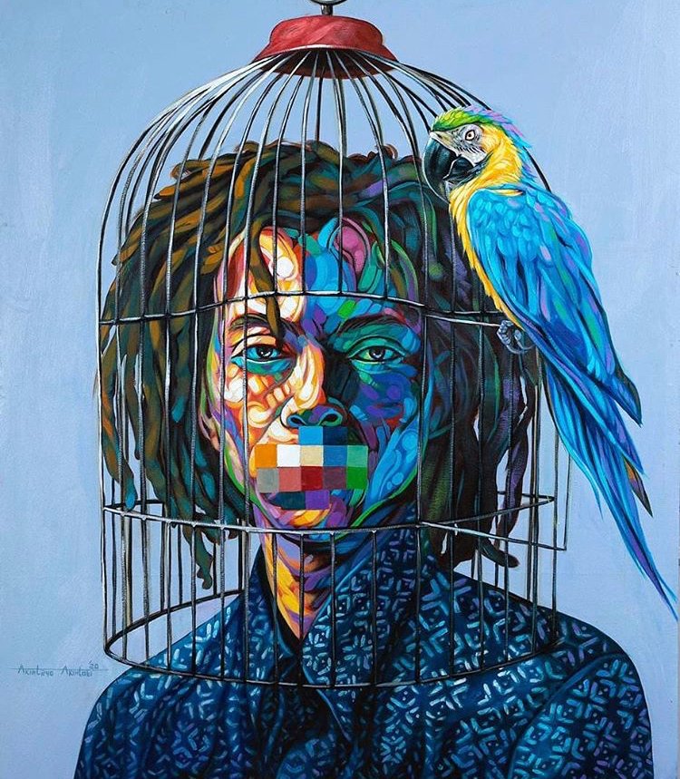 isolation_the's tweet photo. Who is really in the cadge?  Submission from    @akintayoakintobi #artoninstagram #artforart #art4art #artincovid19 #artist #africanartist #batic #stayvibrant #painting #artistsubmissions #artoftheday #parrotpainting #artlover #contemparyart https://t.co/W7lvk3wiKZ