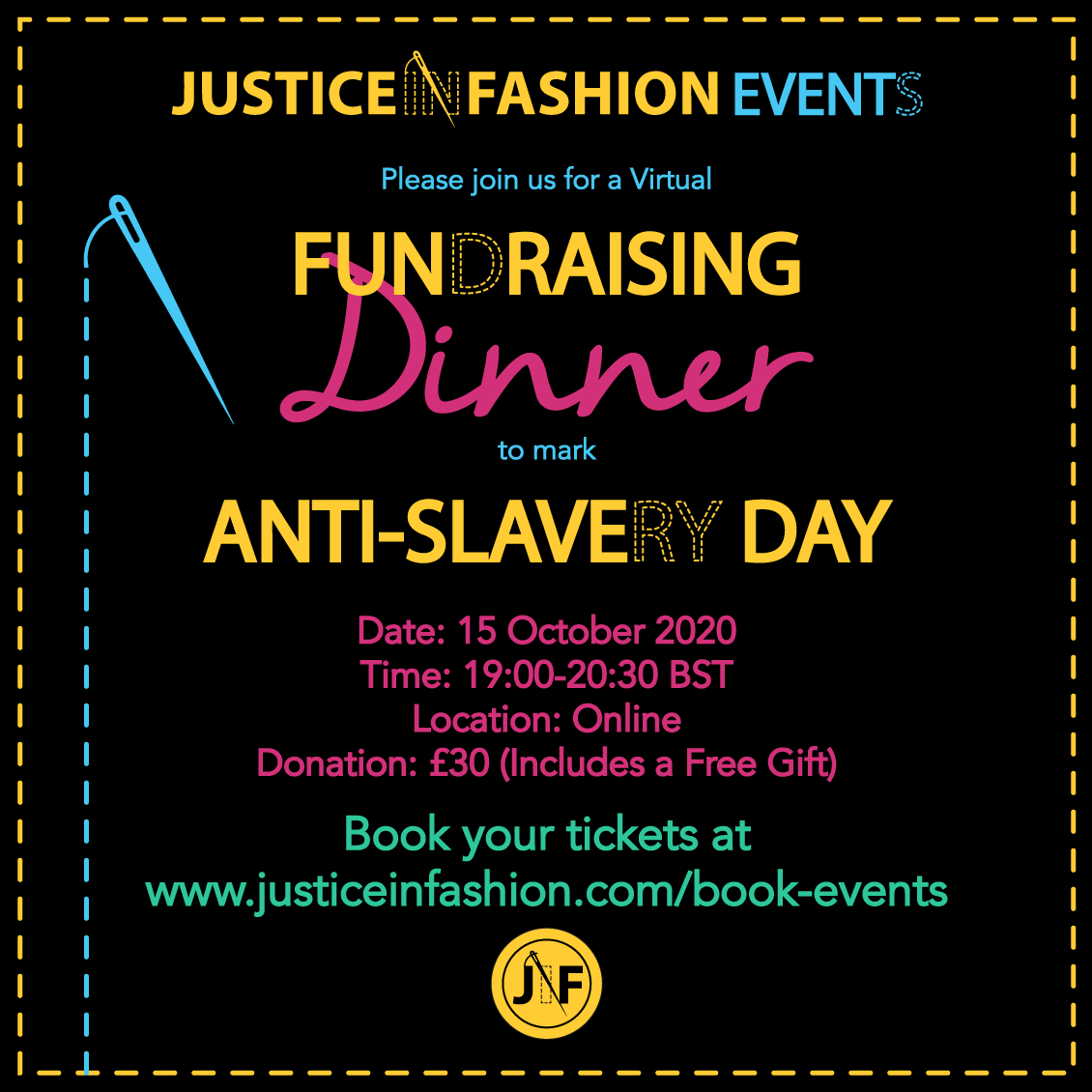Tickets are limited and going quickly, but if you would like to join us, please book your ticket by clicking on the link
justiceinfashion.org/book-events
#justiceinfashion #fundraising #antislaveryday