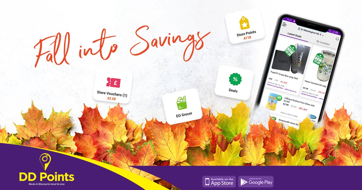 ddpointsapp's tweet photo. Fall is here, and so are New Special Offers. Check them out in app! 

#DDpoints #loyaltyprogram #london #retailers #smes #uk https://t.co/JyvbeuCu7N