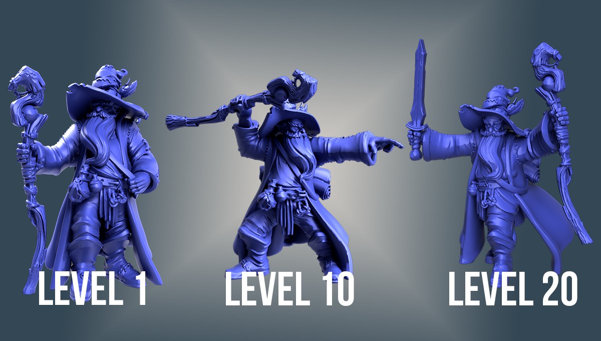 We have added the first of our Multi-Level Heroes, Start at Level 1 and progress through Level 10 before facing your final foes as a level 20 hero of renown weprintminiatures.com/collections/du… #Wizard #WizardsWearHats #ProveUsWrong  #DND #DungeonsandDragons #dungeonmasters #WePrintMiniatures
