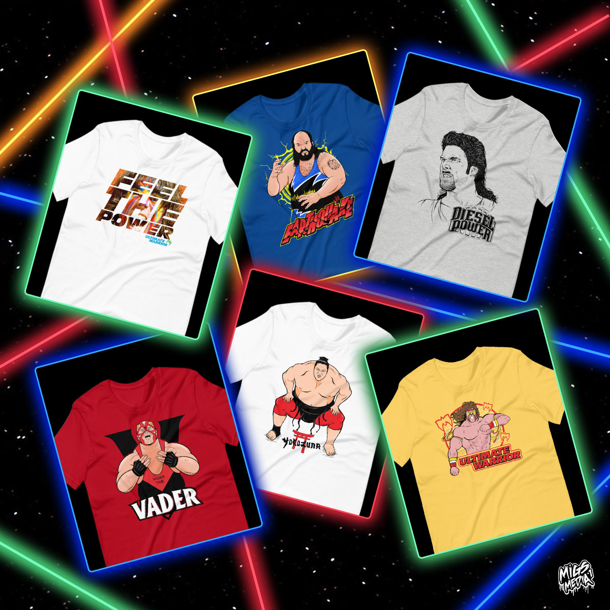 WWELegends's tweet image. Off the top rope style! We've mixed old school vibes with your favorite #WWE Legends to add all new designs by @MigsMedia1 to our Illustrated T-Shirt Collection. Available exclusively at #WWELegendsShop. Get yours now!

bit.ly/36gNIwR