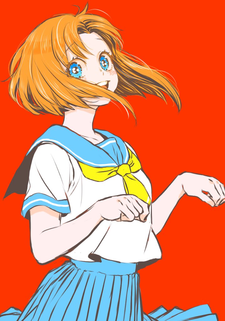 ryuuguu rena 1girl solo skirt blue eyes school uniform sailor collar blue skirt  illustration images