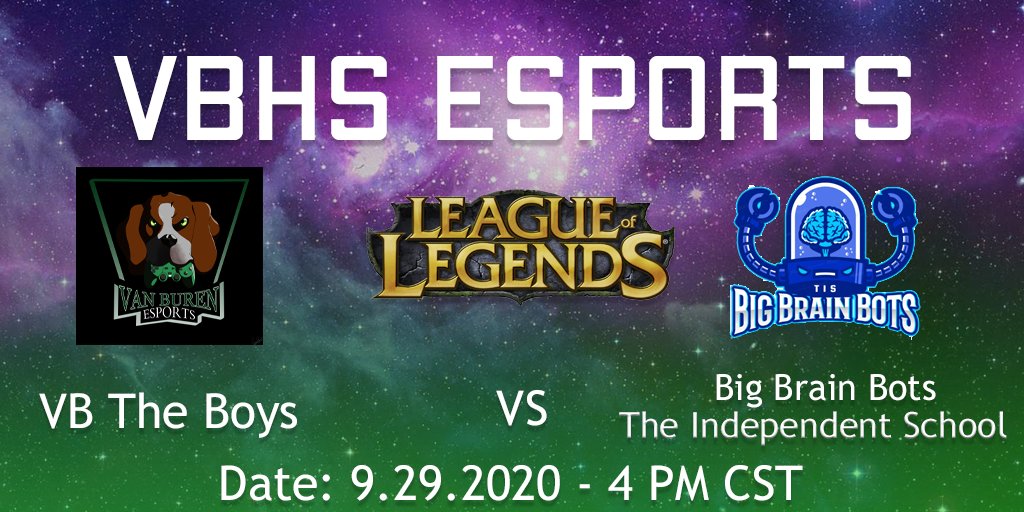 LOL matches today.  VB Coinflip and The Boys play today at 4pm sharp. One of the games will be located on twitch.tv/vbhsesports #eSports #LeagueOfLegends #playvs