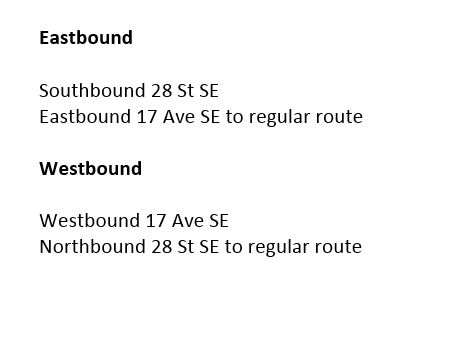 calgarytransit's tweet photo. #CTRiders DETOUR #Route155 Tuesday, September 29 until 6 PM. Stop# 5890, 6688, 5885 &amp; 4481 are temporarily closed due to 16 Av SE paving work between 28 St &amp; Raddison Dr. https://t.co/kWEeo1MCtH