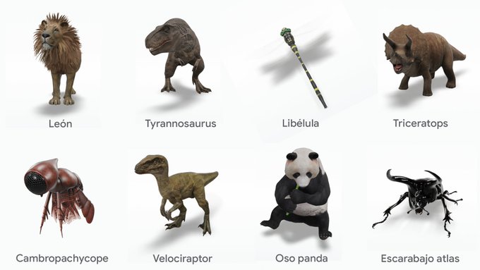 googleespanol's tweet photo. ¿Qué tal un león visitando tu cocina o un tierno osito panda en tu salón?

🐞🦁 🐼 🦕Te dejamos ocho animales que puedes ver en realidad virtual desde el buscador de Google de tu celular 📱 

¡Disfrútalos! https://t.co/tdisAJ6Lgj