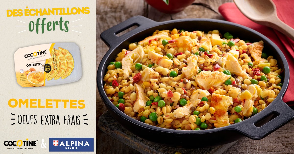 🥚Cocotine et <a href="/Alpina/">Alpina</a>-Savoie ont imaginé pour vous cette recette innovante : la Fideua végétarienne préparée notamment avec les omelettes Gastronomes Cocotine, issues d'oeufs pondus en France.  
▶️Pour recevoir gratuitement votre échantillon Cocotine : content.daucyfoodservice.com/co-branding-de…