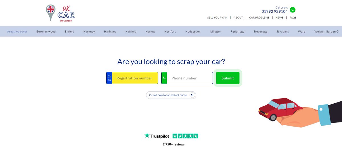 AWDWebDesign's tweet image. New site live!
If you&apos;re looking to scrap your old car, take a look at ukcarmovement.co.uk
#webdesign #hertfordshire