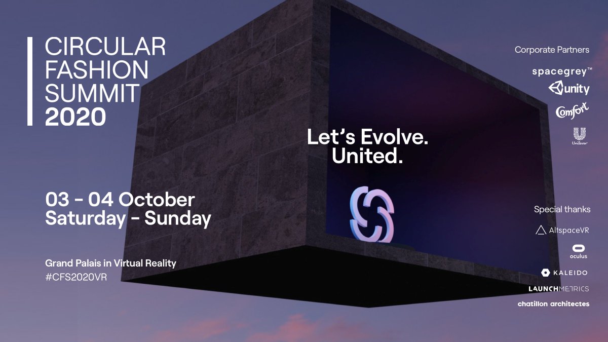 On October 3-4 2020 the iconic Grand Palais in Paris enters Virtual Reality!

We've teamed up with <a href="/lablaco_/">lablaco</a> to participate in the Circular Fashion Summit, the event that will make the digitized circular economy in fashion a reality. ♻️

See you there! buff.ly/3463c4c