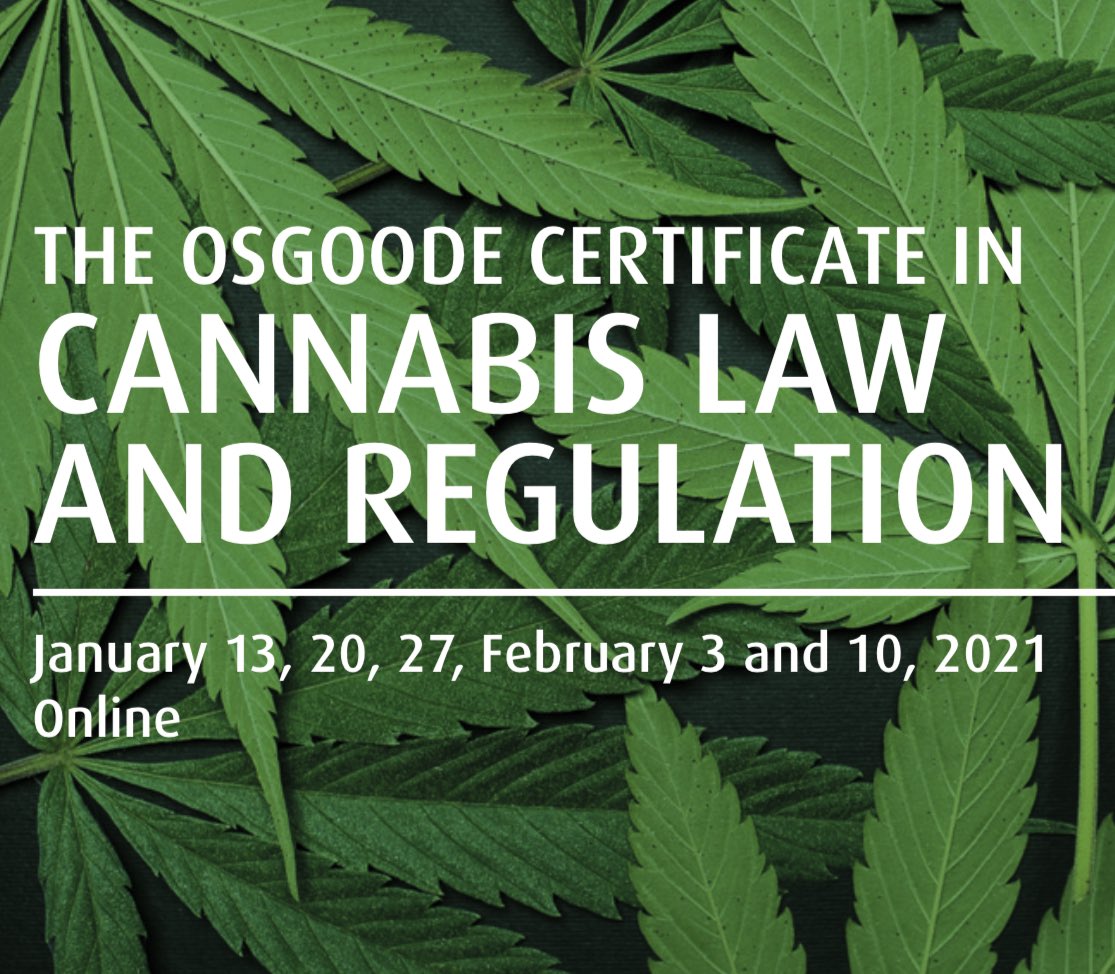 trinafraser's tweet photo. Enrollment is underway for @OsgoodePD certificate program in cannabis law. Check out the brochure...the faculty is top notch and the program agenda is killer. Planned as one day a week over 5 weeks to make it manageable for busy participants.
https://t.co/a3upt2aeZu https://t.co/6aWxweCsBq