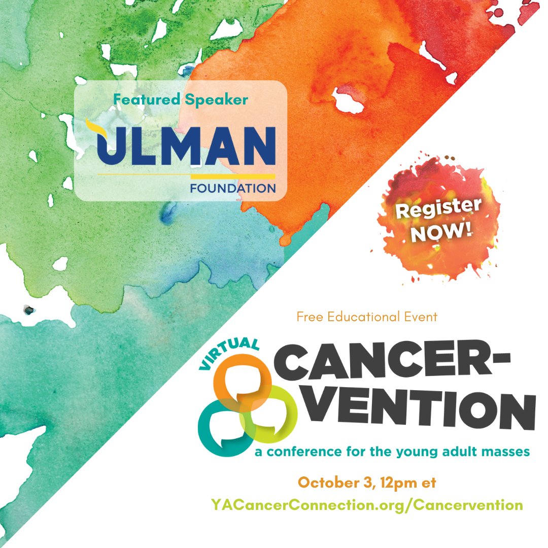 Ulman Foundation (@ulmanfoundation) on Twitter photo We're excited to participate in #Cancervention2020 a free virtual conference for the AYA "masses"! On 10/3, join us and other national #AYAcancer orgs for learning, support, + community-building. yacancerconnection.org/cancervention/ <a href="/YACancerConnect/">YA Cancer Connection</a> <a href="/KimmelCancerCtr/">Sidney Kimmel Comprehensive Cancer Center</a> We're excited to participate in #Cancervention2020 a free virtual conference for the AYA "masses"! On 10/3, join us and other national #AYAcancer orgs for learning, support, + community-building. yacancerconnection.org/cancervention/ <a href="/YACancerConnect/">YA Cancer Connection</a> <a href="/KimmelCancerCtr/">Sidney Kimmel Comprehensive Cancer Center</a>