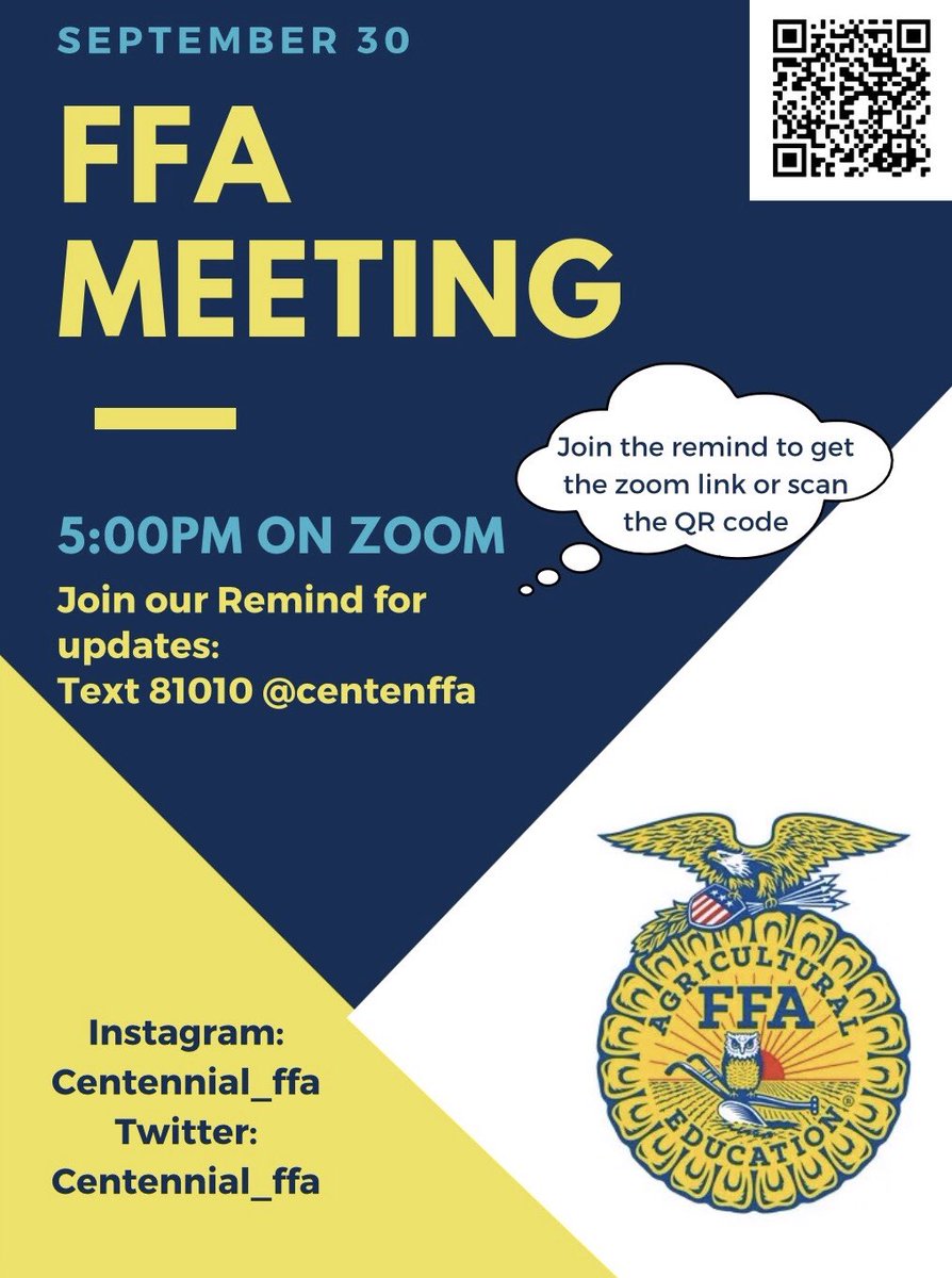 Come and join us tomorrow for the first FFA meeting this year! Hope to see you there.