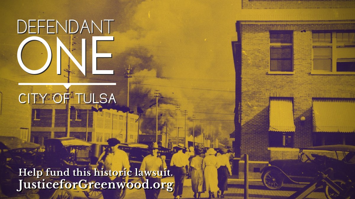 Defendant One: The City of Tulsa

Greenwood isn't just rising...it's getting justice.
#reparationsnow

Join the movement at JusticeforGreenwood.org

#justiceforgreenwood #justiceforblacktulsa #cityoftulsa #justiceformotherrandle #itsnotjustatvshow #nojusticenopeace