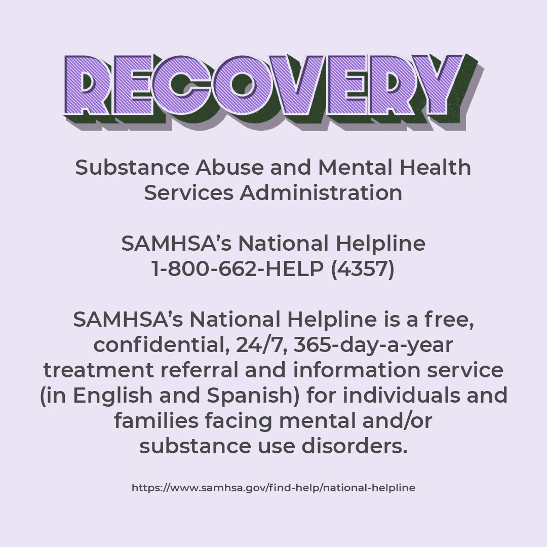 September is National Recovery month. Recovery is a complex process and is different from person to person. It’s an on going journey and here are some resources that you can get anywhere and in our own communities.