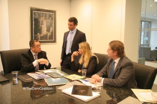 funder's tweet photo. Here are more pics of Donald, Don Jr, Ivanka and Eric Trump at some kind of paper signing with one of China’s largest property developers. #Debates2020 https://t.co/Rnjn6qPTBH