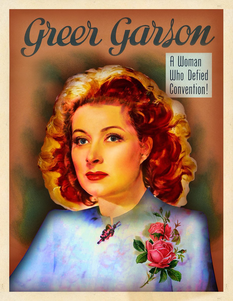  #GreerGarson was  #BornOnThisDay &  @tcm has a great lineup of her films today. Last year, I teamed with author  @MichaelTroyan1 to create a thread for her birthday & I'm reposting it. To begin, here’s my original piece of  #ClassicFilmFanArt in her honor.  #Design  #TCMParty  #BOTD