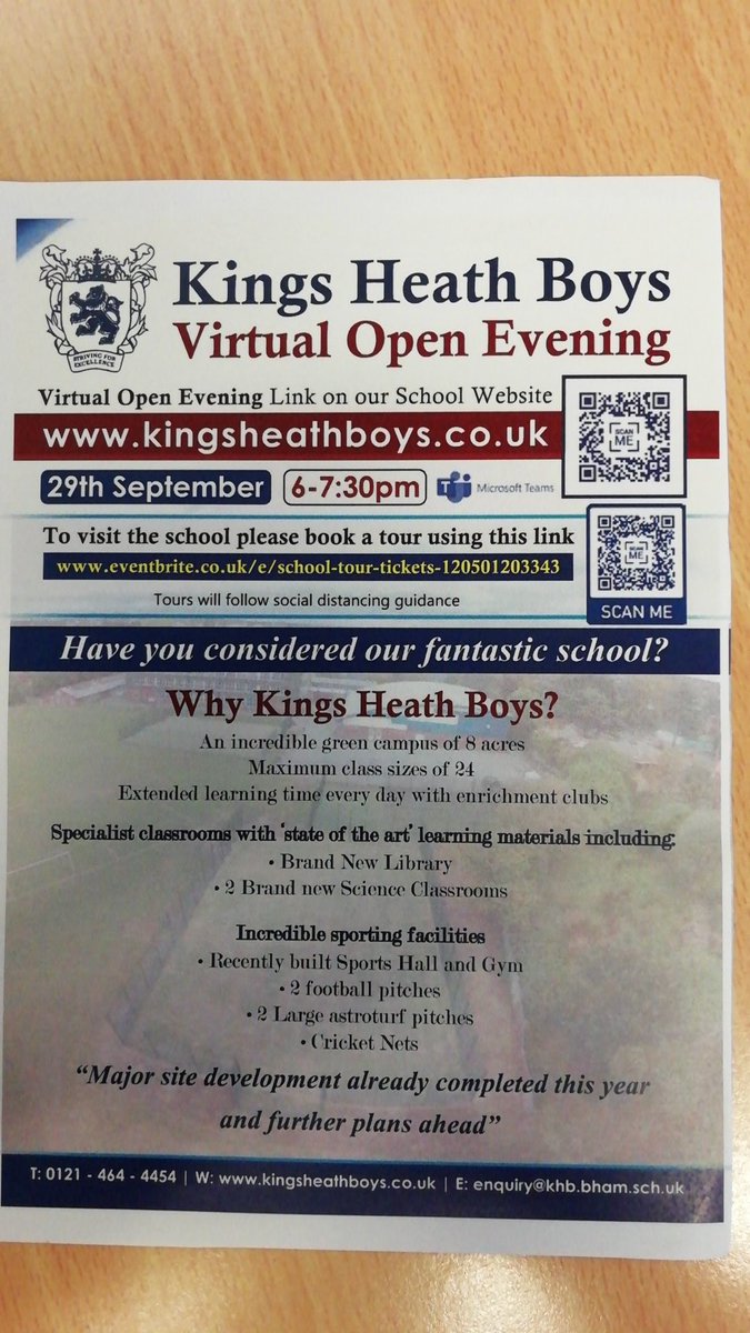 test Twitter Media - Parents of year 5 and 6 boys. King's Heath Boys are having a virtual open evening tonight. Please see the flyer below for details. Sorry for short notice. https://t.co/yt1GS8Y5Pj