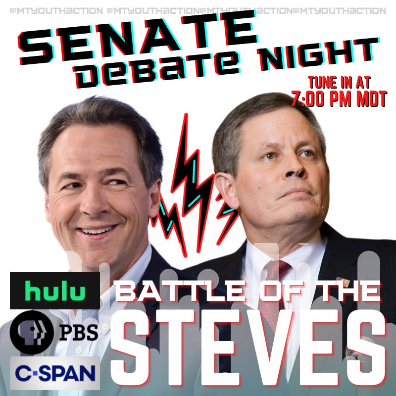 MTYouthAction's tweet photo. Anyone else watch the #battleofthesteves? DYK that young Montanan voter turnout has the highest potential for influencing this race, more than any other demographic? Register to vote. #youngpeoplepower #gotv https://t.co/4j0eMr011p
