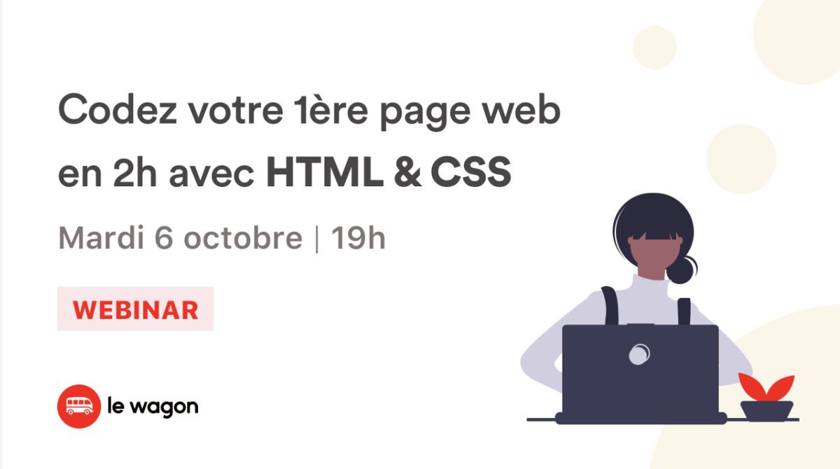 L'univers du développement web vous intéresse ? 💻

Rendez-vous le 9 octobre à 19h, pour apprendre à créer votre première page web en seulement 2 heures lors de notre atelier d'introduction au développement web 🚀🔥

Pour participer à ce webinar 👉lew.ag/lp-oct