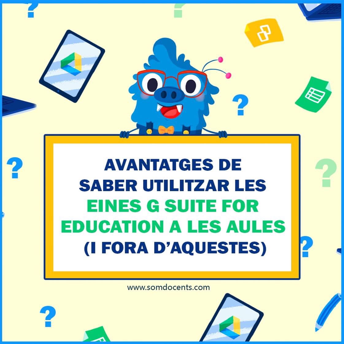SomDocents's tweet photo. 🚩NOU ARTICLE: Quins són els avantatges de saber utilitzar G Suite for Education a les aules (i fora d’aquestes)?

Endavant! ➡️ https://t.co/iNRjZAvpWq

#SomDocents #Compartintconeixements #formació #cursos #docents #article #blog https://t.co/Z0DYIItAKA