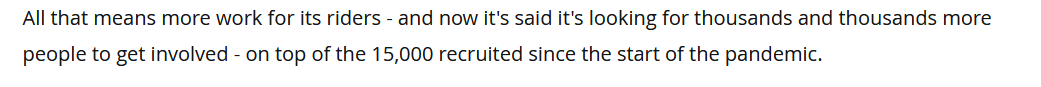 For example this. Did the journalist bother checking with any riders (or, god forbid, a union!) if it was true that there is more work for riders? He could have at least read this article from CNBC which presents a wildly different situation.  https://www.cnbc.com/2020/04/23/uber-eats-and-deliveroo-riders-in-uk-struggling-as-takeout-orders-fall.html