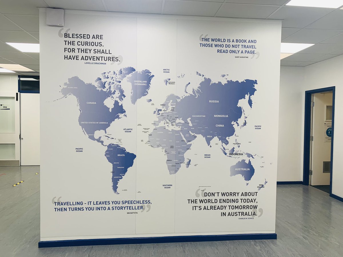 PATCarletonHigh's tweet photo. We love our new Geography learning wall in the corridor of the Annex block. #WorldMap #ExceptionalLearningEnvironment #ModernSchool https://t.co/HAtv6aYEP5