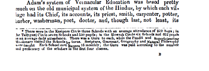 Adams noted that education system was like  #Hindu's old municipal system where each village had its chief, accounts, priest, smith, carpenter, potter, barber, washermen, poet, doctors, and a School Master "GURU Mahashay". Surprised Does this sound like  #NEP2020?4/n