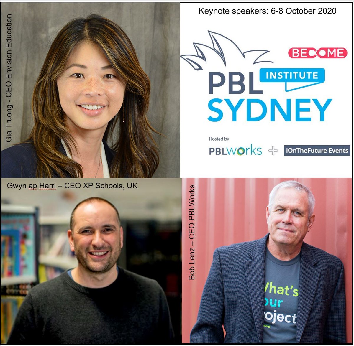 One week away! #PBLSydney Online. 
Registration is closed.
Links have been shared for the 3 Keynote, Zoom Webinars. We have some exciting news from our partner <a href="/BecomeEducation/">BECOME.</a> - soon to be announced.