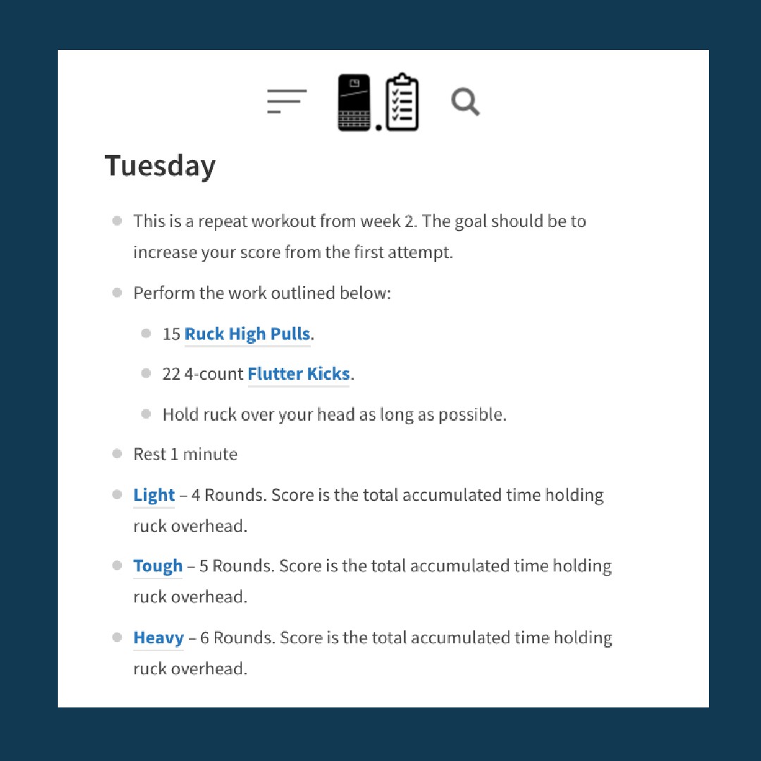 RuckDotTraining's tweet photo. Repeat workout. Let's see if you're getting stronger physically and mentally. 

Full Training Guide Here: https://t.co/gh1LdH8J62 https://t.co/KkBjSoYHGh