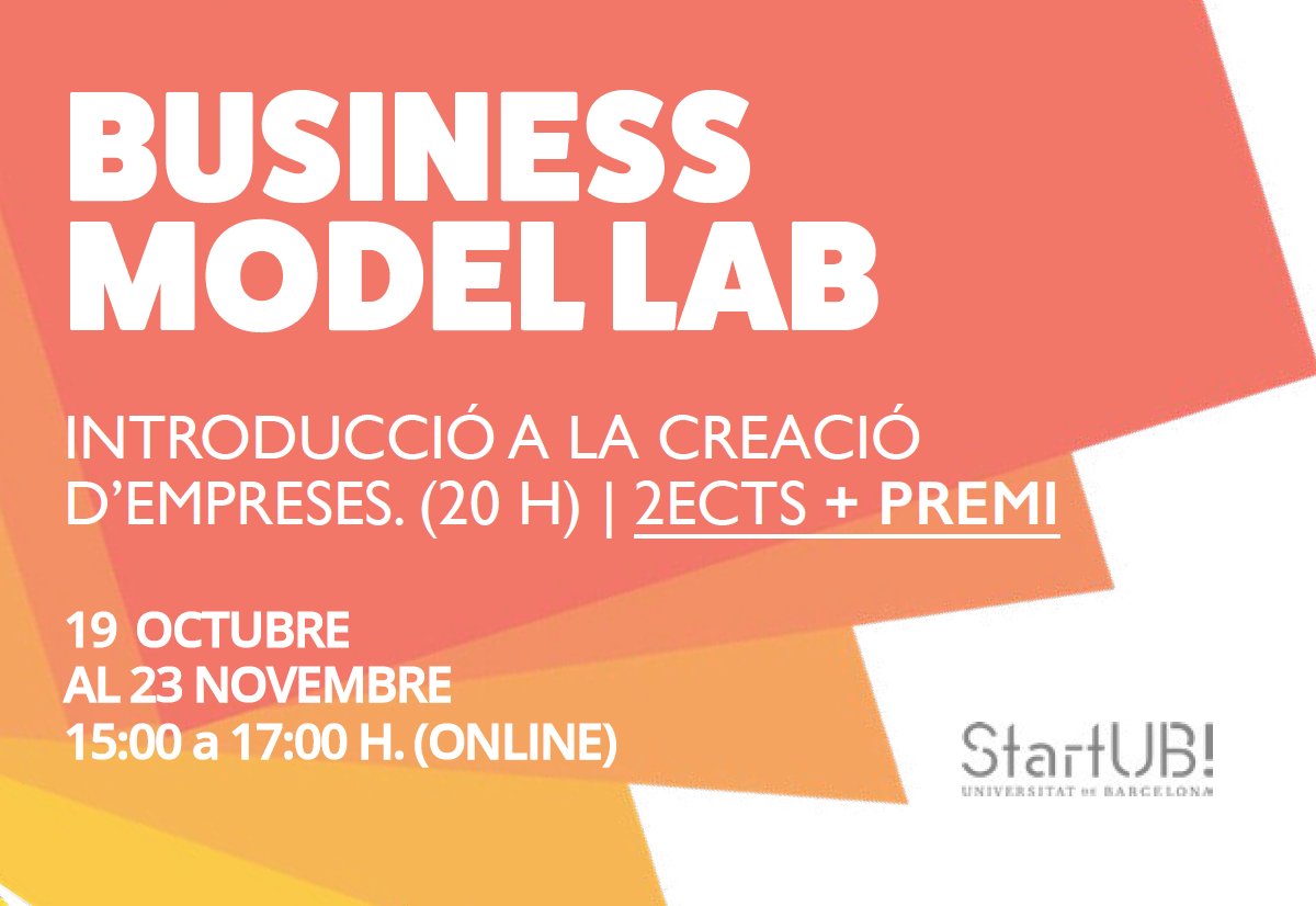 UdGOcupacio's tweet image. Programa #BusinessModelLab (20 h)
Curs d&apos;introducció a la creació d&apos;empreses

📅 Del 19 d&apos;octubre al 23 de novembre
🕛 De 15 a 17 h
💻 #online
✅ Gratuït

Més info 👉udg.edu/ca/udgocupacio…