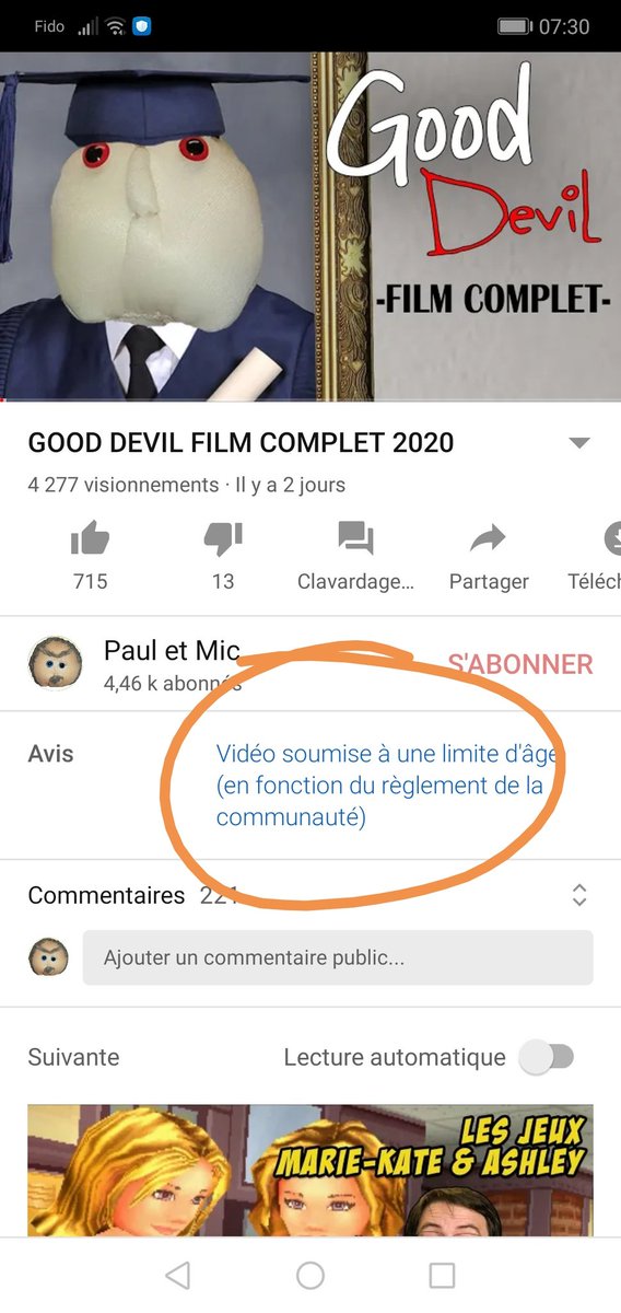RealPauletMic's tweet photo. Ah super ! et bien on dirait que @TeamYouTube veux gâcher plus de 9 mois de travail. 
"Signaler pour contenue sexuelle" mais oui... Ya des bruit qui servent à une BLAGUE. Et a la fin on voit du TISSU. Qui est même pas bien formé en plus... 
https://t.co/ooldb1qa1e https://t.co/y0QG1urzhS