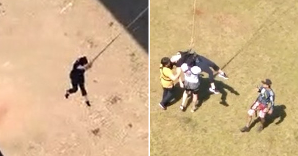 g1's tweet photo. Vídeo mostra momento em que mulher fica ferida ao bater em pilastra durante salto sob ponte no interior de SP https://t.co/mfnUP6zYfI #G1 https://t.co/QeUUcaVnTu