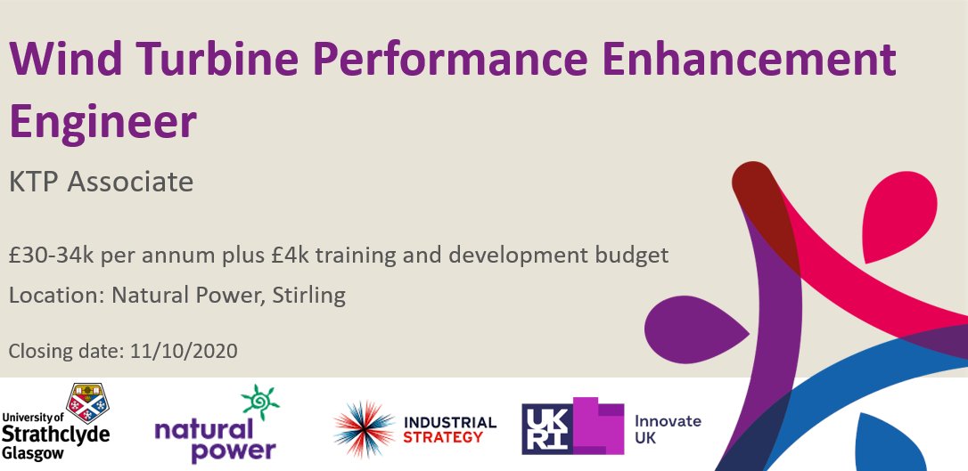 WestScotlandKTP's tweet photo. #vacancy: Wind Turbine Performance Enhancement Engineer to work on a 24 month #KTP with @UniStrathclyde and @Natural_Power. Details: https://t.co/bxOYFm7sLI
#ScotKTP #KTPpoweringinnovation #engineering #windenergy #knowledgetransfer #Job https://t.co/qvljwPCkan