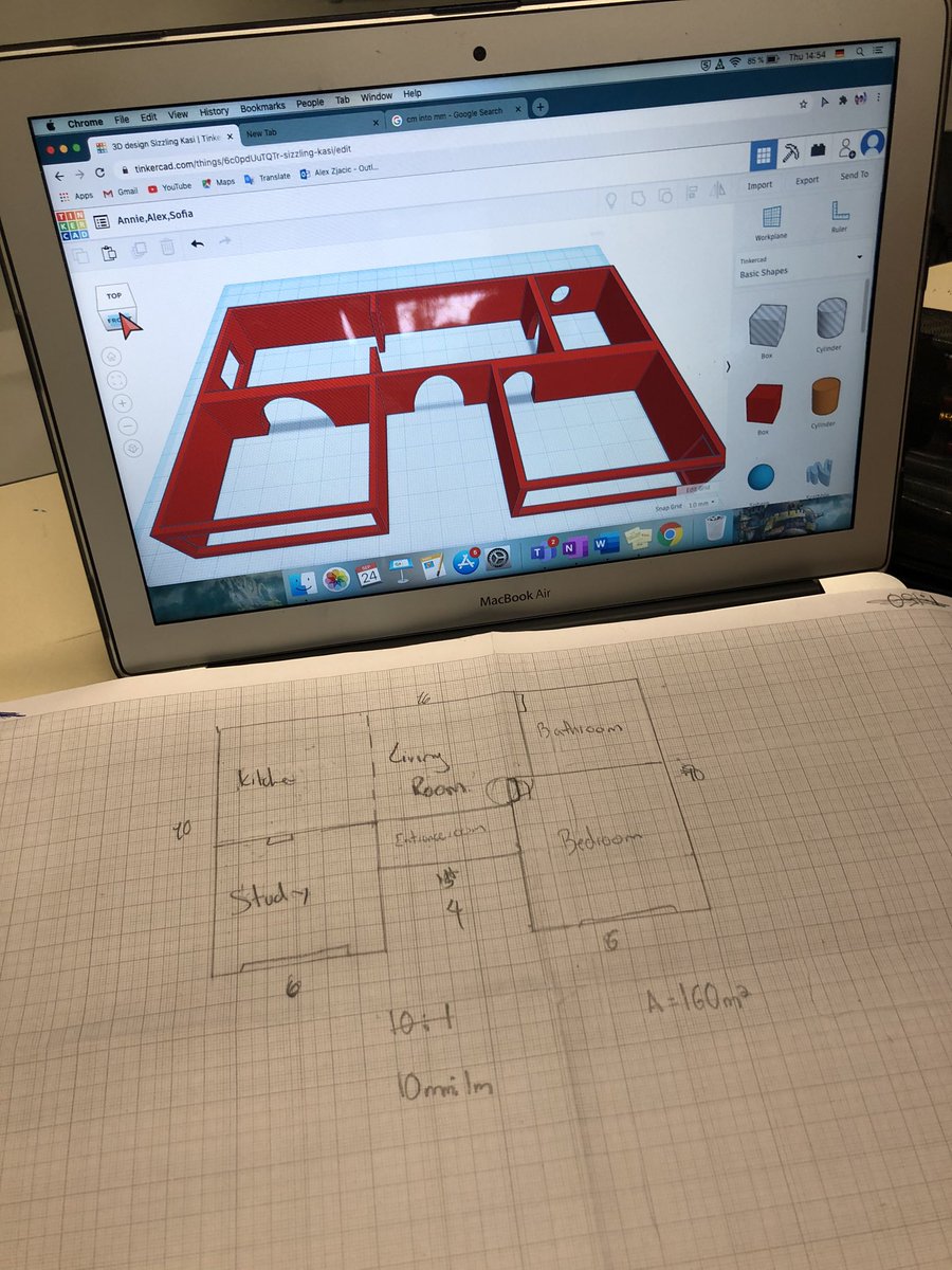 BburkeB's tweet photo. The first fully complete group 3D house model from G9 Math working in the Makers Lab. Unit was on scale and area. Well done Alex, Sophia and Annie. @MunichIntSchool #MISmakerslab https://t.co/m2qE5RXhwh
