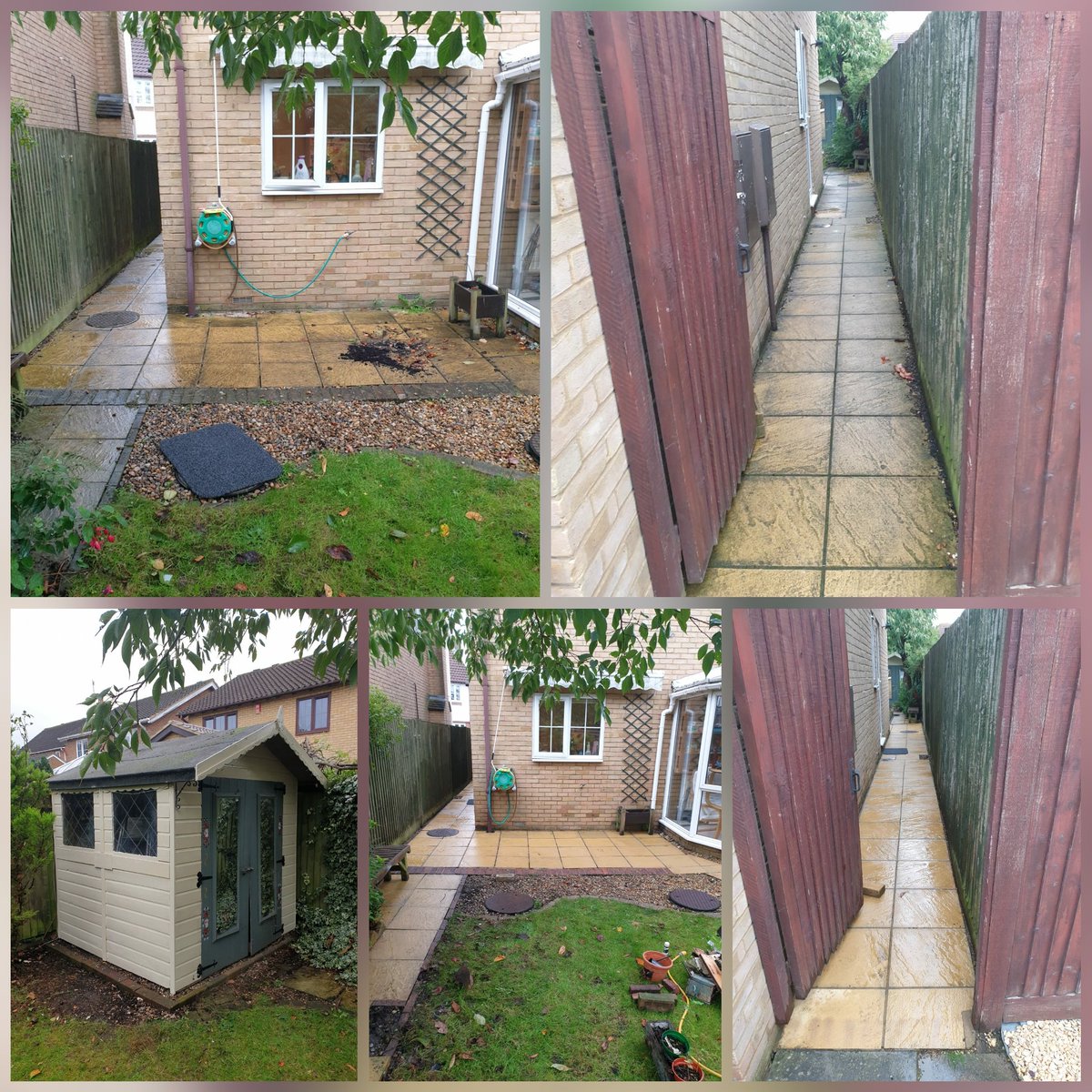 CutWashing's tweet photo. Weed, Jet Wash of patio area/alleyway and painted shed. Happy customer. Call 07900 297195  #cleanpatio #paintedshed #gardener https://t.co/phVXXk5Rln