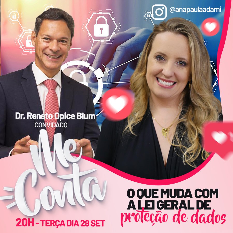 programameconta's tweet photo. No "Me Conta" desta Quinta dia 29, receberei o advogado e economista  Dr. Renato Opice Blumem em um bate papo sobre: O que muda com a Lei geral de proteção de dados!
#live #adami #familia #ecp #saude  #covid19 #quarentena #meconta #leigeral #mudançaproteçãodosdados #opiceblum https://t.co/1WyY66XN94