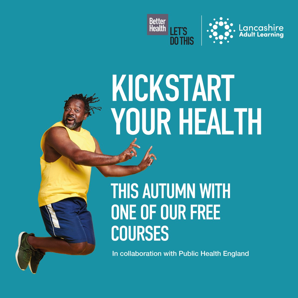 LancsLearning's tweet photo. We're joining up with @PHE_uk to help you kickstart your health this Autumn. 💪 We're taking part in the Government Better Health campaign to help you improve your wellbeing by making healthier lifestyle choices. 🍏🚭 https://t.co/FgtpiLDni8