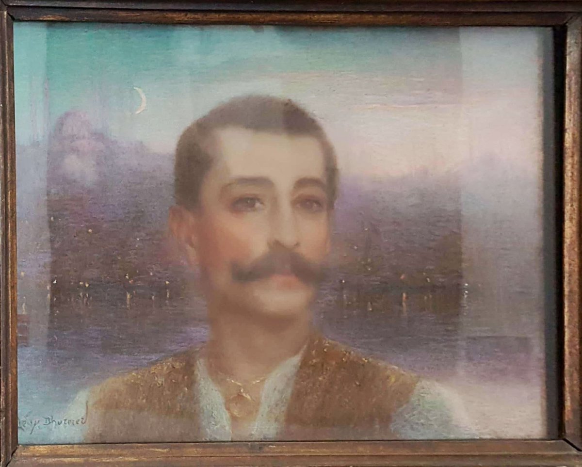 Au @MuseeBasque
Fantôme d'Orient, Pierre #Loti devant #Istanbul par Lucien #LevyDhurmer de 1896 ✨