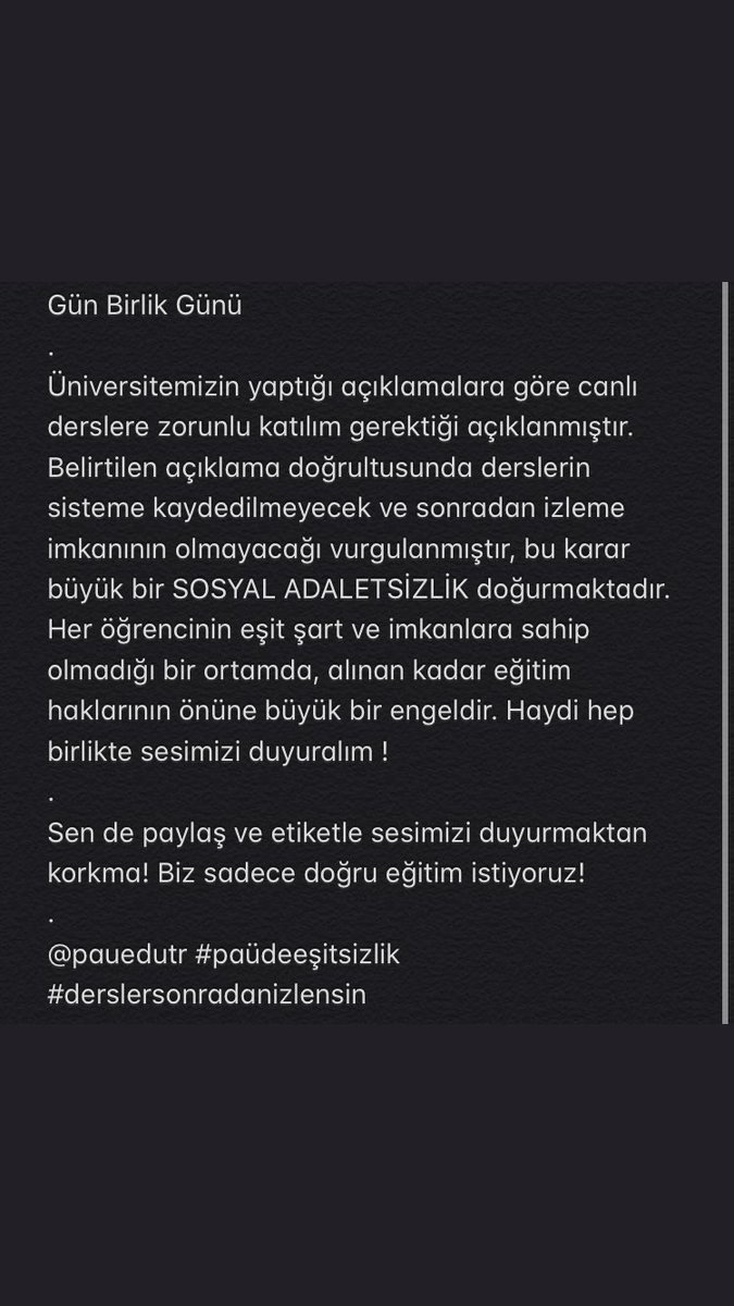 #paüdeeşitsizlik 
#derslersonradanizlensin