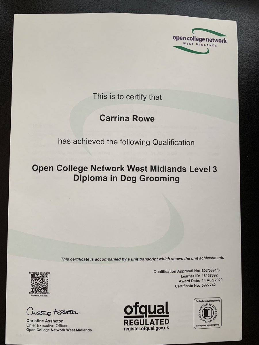 Finally got my certificate level 3 diploma #doggrooming #doggroomingwirral #wirral #doggroomingcertificate