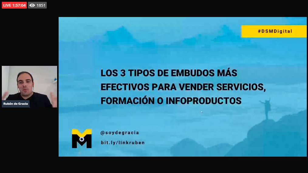 Si quieres que tu negocio digital facture tienes que incluir uno o varios embudos de venta. Gran ponencia de <a href="/soydegracia/">Rubén de Gracia 🔶</a> que nos ayudará a mejorar nuestras ventas en el #DSMDigital