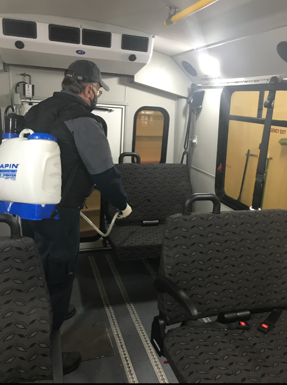TransNetPA's tweet photo. The entire interior of each vehicle is disinfected with a solution that kills 99.9% of bacteria for cold and flu viruses, mold and mildew, at the end of each day. Stay safe and healthy! #TakeTransNet https://t.co/itzVczcWSj