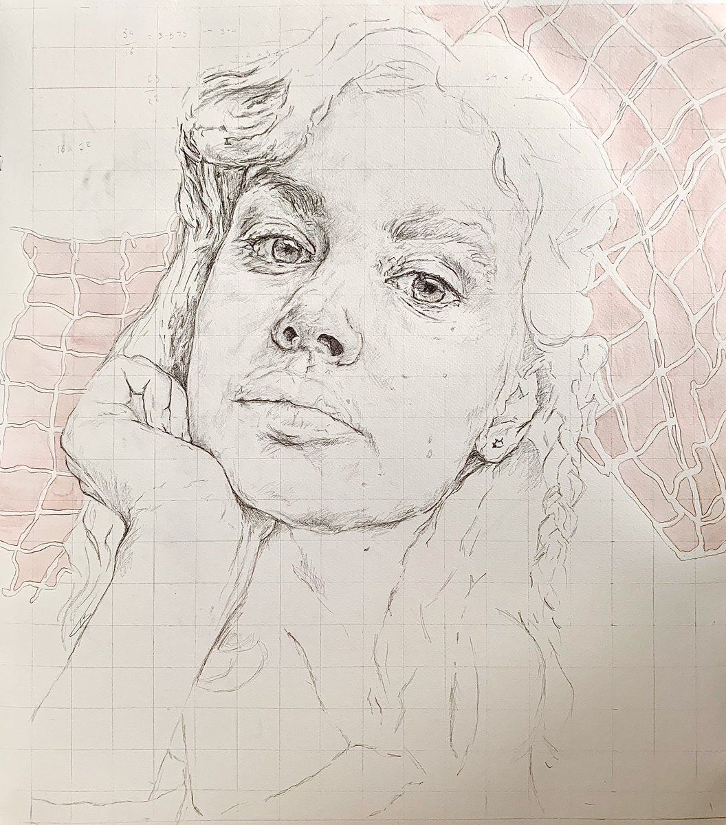 chloegoodwinart's tweet photo. //
-
-
-
-
#portrait #drawing #pencil #detail #nonfinito #grid #watercolour #painting #pink #netting #process #processartist #art #fineart #contemporaryart #welshartist https://t.co/w6veWXrg4c