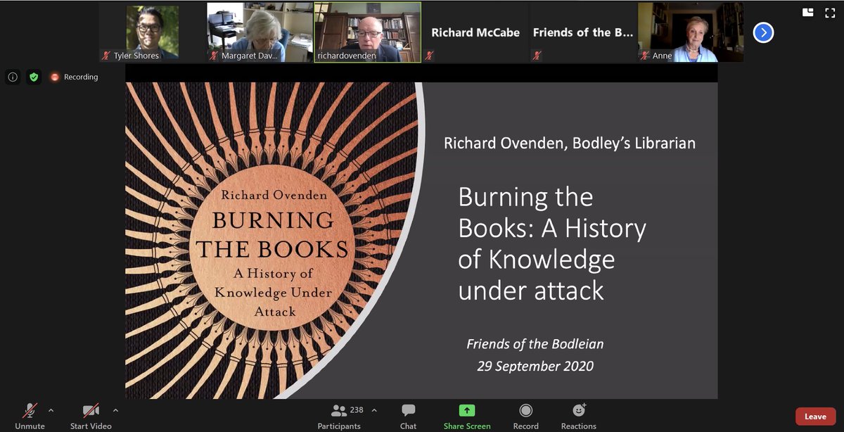 tylershores's tweet photo. Listening to the always-interesting @richove speak about a timely and pressing topic: “Burning the Books: A History of Knowledge Under Attack” @bodleianlibs #oxford #libraries #books https://t.co/mB6CX8qMkZ