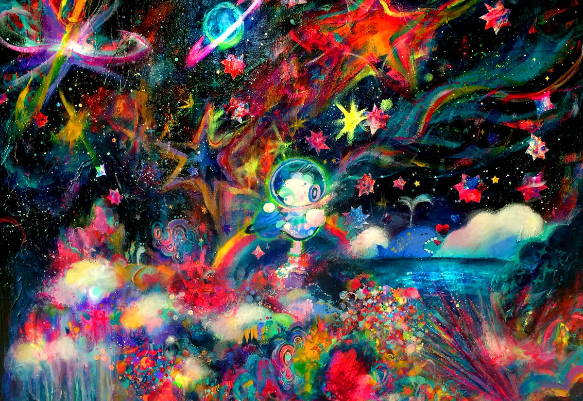 「#秋の創作クラスタフォロー祭
宇宙をかいてます
RT?回らせてください 」|ちくわミエル 𝘤𝘩𝘪𝘬𝘶𝘸𝘢𝘮𝘪𝘦𝘭のイラスト