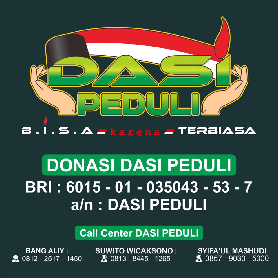 DASI_OFFICIAL's tweet photo. Ayooo ikut mewujdakn rumah layak huni untuk guru ngaji, salurkan donasi anda melalui

DONASI DASI PEDULI
BRI : 601501035043537
a/n : DASI PEDULI

Call Center DASI PEDULI 👇
BaNg Aliy : 081225171450
Suwito Wicaksono : 081384451265
Syifa'ul Masyhudi : 085790305000 https://t.co/ETcxn4f03J