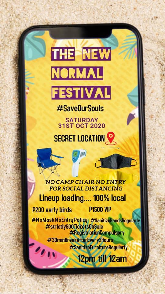 ARTISTS &amp; PROMOTERS HAVE COLLABORATED TO HOST THE NEW NORMAL FESTIVAL OCTOBER 31st AT THE SECRET LOCATION 

#SaveOurSouls #WeWantToPayBills #WeHaveFamiliesToFeed 
#SaveOurCreativeBusiness