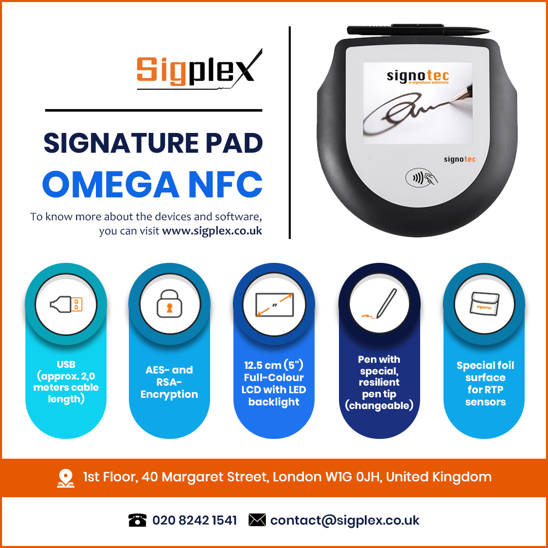 Sigplex's tweet photo. Signature Pad Omega NFC - Sigplex
Visit website: https://t.co/eC2sw64iRv

#Sigplex #signaturepad #digitalsignaturedevice #signaturepadonline #electronicsignature #digitalsignature #london #uk #OmegaNFC https://t.co/QZ1lvT6mrN